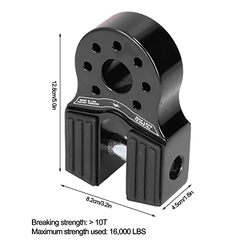 Flat Winch Shackle Mount, Winch Hook 16000lb Loading with Rubber Side Guard Aluminium Alloy Universal for UTV SUV Pickup Trucks Vehicle Towing Recovery(Black)