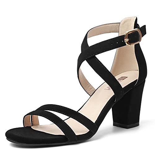 IDIFU Women's IN3 Gita Block Heel Open Toe Strappy Sandals Dress Shoes for Wedding Evening Prom