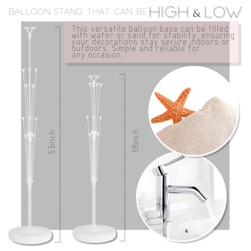 Image of Balloon Column Kit for Floor- Set of 2, Base&Pole,Balloon Stand Holder on Floor or Table Centerpieces Backdrop Decoration for Party Wedding Baby Shower Birthday Graduation (No balloons)
