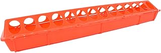Ipetboom 1Pc Chick Feeder, Chicken Feeder Trough Poultry Feeder Poultry Feeding Tray with Holes Food Dispenser Container for Birds Poultry Supplies, Red, 51x12x8cm