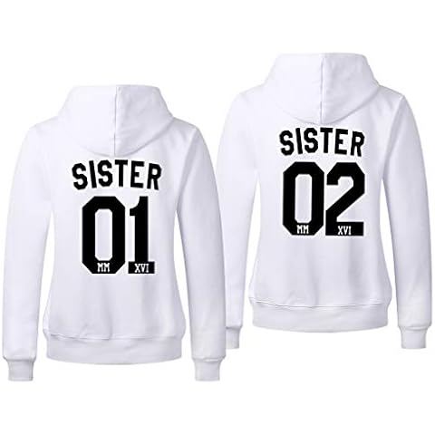 Soul Couple Best Friends Hoodies for 2 Women BFF Pullover Sweater Sister Hoodies for 2 Women White Cover