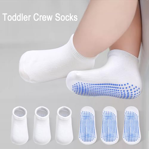 SkiBeaut 12 Pairs Toddlers Boys Grips Socks Girls Kid Low Cut Gripper Non Slip Skid Sticky Socks for 1-7 Years 6