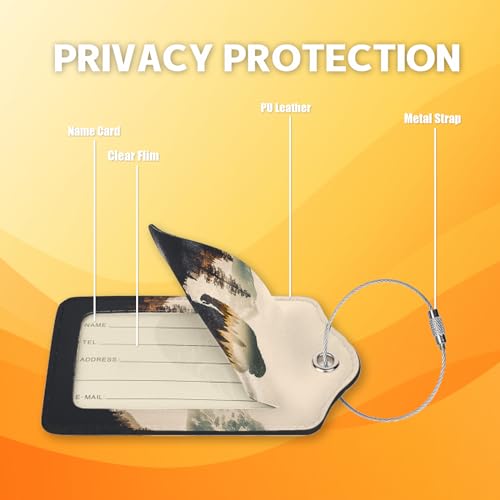 2 Pack Bigfoot Luggage Tag for Suitcases, Mountains Forest Leather Luggage Tag Privacy Cover ID Label for Women Men Travel3