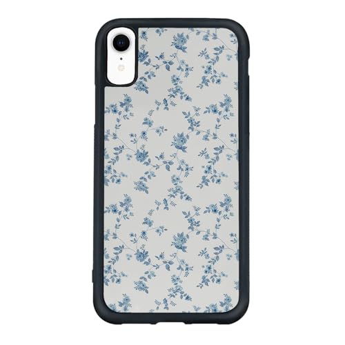 qizjio Aesthetic Blue Floral Phone Case Shockproof Protective Cute Flower Phone Cases for iPhone XR