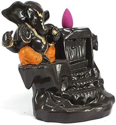 Western Eiderdown Presents Ganesha Smoke Scented Backflow Cone Incenses (7 cm X 7 cm X 12 cm, Orange) #Aport-246