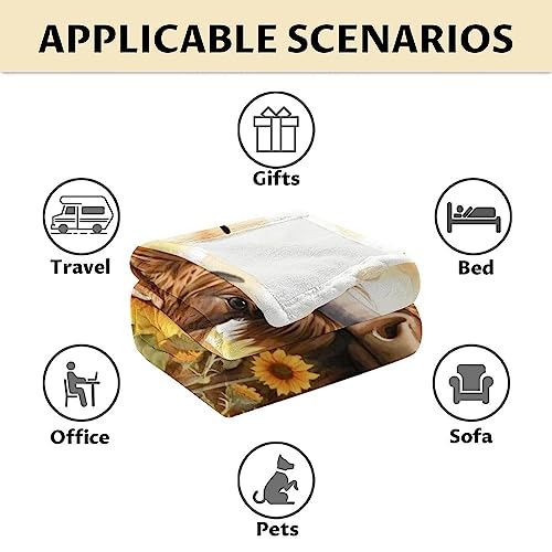 Mercuryelf Highland Cow Throw Blanket - Soft, Fuzzy & Warm - 30x40 Inches Small Blankets for Lap, Crib - Colorful Rustic Throws Gift for Highland Cow Lovers