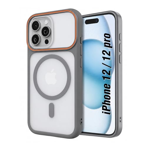 Image of AIBEX Protective Case for iPhone 12 / iPhone 12 Pro|Slim Protective Back Cover with Camera Lens Protection, Strong Magnetic Support & Anti-Slip Grip|Military Grade Drop Protection - Grey