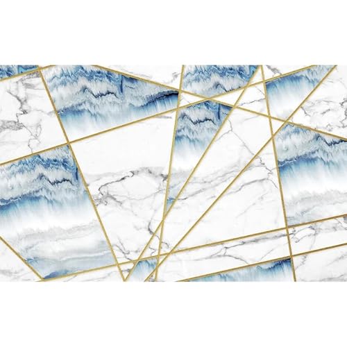 HBYUEHAN Fondo con patrón de mármol geométrico de líneas doradas, Gran mural, dormitorio, sala de estar, sofá, fondo, papel tapiz con foto 3D