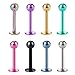 COTTVOTT Pack of 8 Surgical Steel Lip Rings Labret Ear Piercing for Mens Womens (Mix 8 Colors(8pcs))