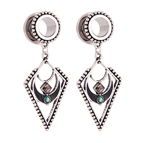 Bijoux de perçage corporel tunnel pendant femme et homme motif losange x2