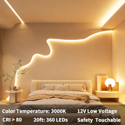 Tira de luces LED blanca de 20 pies, 360 LEDs, luz cálida 3000K miniatura 2