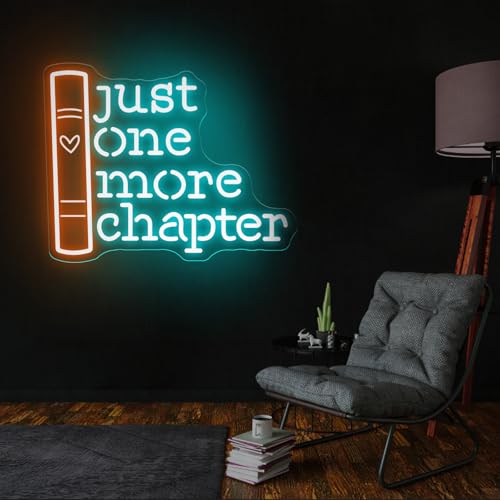 Image of Just One More Chapter Neon Sign, Book Lover Gift, Book Room Decor, Custom Neon Sign, Gifts for Bookworms, Bookish Reader Sign, Book Wall Art, 16.5 inchx13 inch