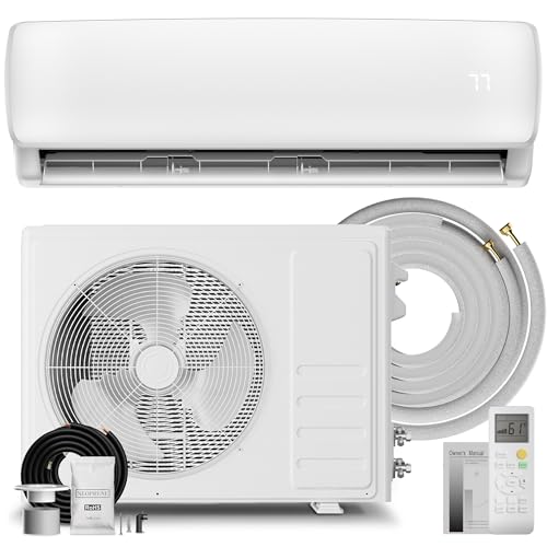 MEPTY 9000BTU Mini Split AC/Heating System, 19 SEER2 Energy Efficient Mini Split Air Conditioner with Heat Pump, 110V Cools Up to 450sq.ft, Ductless Inverter AC Unit with Pre-Charged Condenser