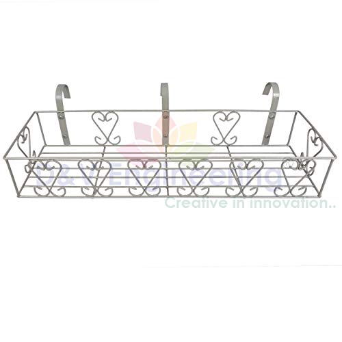 D&V Engineering Metal Railings Pot Stand │Hanging pot stands for plants in balcony Railings (Fixed Hanger, Pack of 1-Grey)