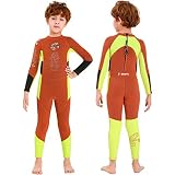 Gogokids Kinder Neoprenanzüge Jungen Thermische Badeanzüge, Rash Guard Einteiler Bademode 2.5mm Neopren Taucheranzug Schnorchelanzug UV 50+, Langarm Orange S