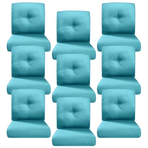Image of Luxury 4 inch Thick Outdoor Cushion Set of 9 - 22x24 Patio Furniture Cushions with 28D High-Density Foam, Water-Resistant & Fade-Resistant Fabric, Removable Covers for Patio Furniture Sofa -Turquoise