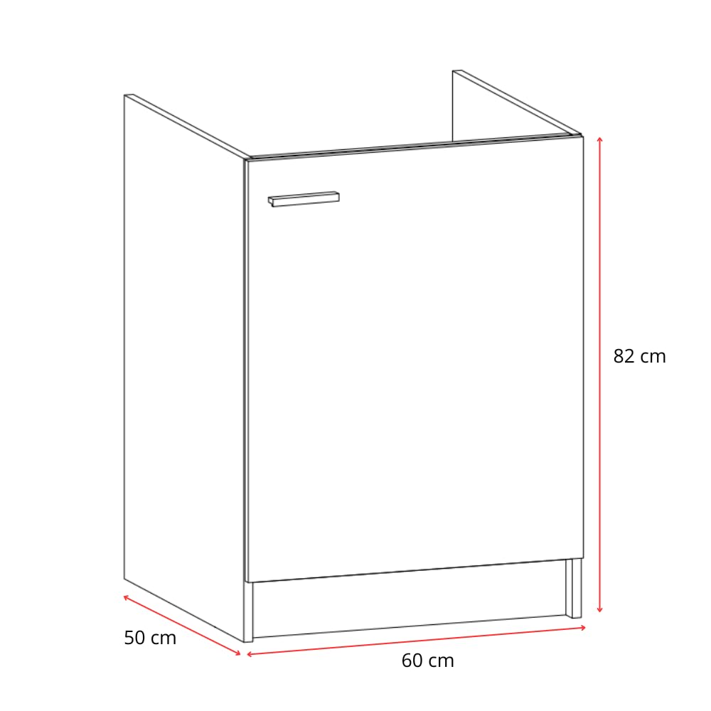 Lavello da cucina con mobiletto da 60 cm, in rovere dorato, 1 camera e acciaio inox, compatto per cucina, armadietto da pavimento 50 cm di profondità, pronto da montare