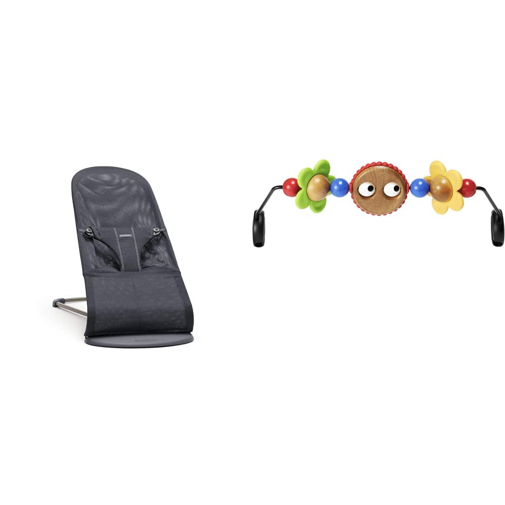 Bouncer Bliss, Dark Grey Frame, Mesh, Anthracite & Toy for Bouncer, Googly Eyes