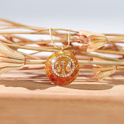Energy Choker Necklace For Women With 12 Zodiac Sign Quartz Pendant, Orgone Amulet For Protection Jewelry (Libra) #TOP1