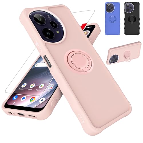 jioeuinly for ATT AT&T Verge 2 Case Compatible for Cricket Icon Plus 2026 Phone Case Cover [with Tempered Glass Screen Protector][ 2MM Thickening Super Protection][Ring Support] Pink