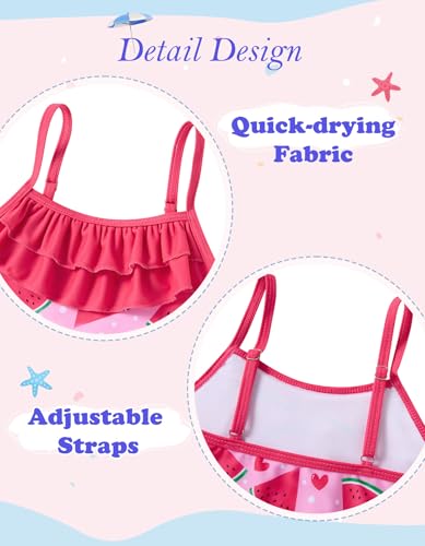 Image of Little Girls Two Piece Mermaid Bikini Set Ruffle Adjustable Summer Beach Bathing Swimsuit 3-7 Years for Kids