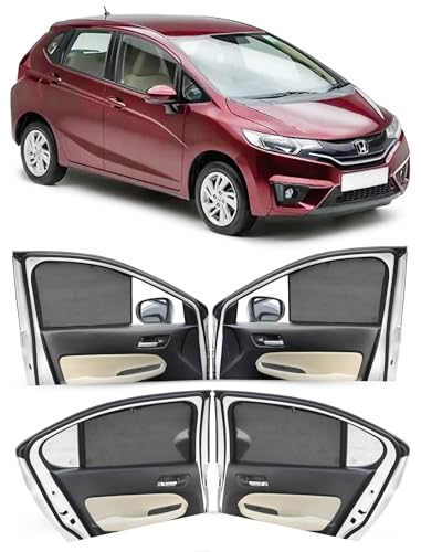 Image of Autofact Car Sunshades for Honda Jazz (2015 to 2024), UV Protection, Useful Car Accessories, Custom fit Sun Shades for Side Windows, Set of 4