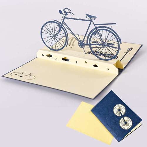 Pop Up Karte Fahrrad, Fahrradkarte, Glückwunschkarte mit Fahrrad in 3D, Popup Glückwunschkarte,Geburtstagskarte für Familien, Ihre Freunde, Klassenkameraden, Lehrer usw
