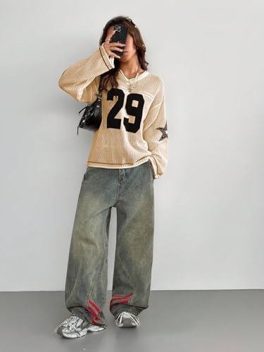 Image of Verdusa Women's Y2k Crochet Tops Jersey Shirts Graphic Going Out Summer Outfits Oversized Streetwear