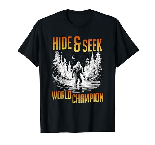 Hide and Seek - Mondiale Bigfoot UFO Unicorn Monster Maglietta
