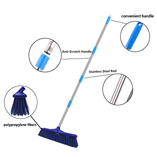 GLORYA Floor Scrub Brush - Grout Cleaner Brush with 5ft Lightweight Stainless Steel Handle Pole - Stiff Bristle Concrete Broom and Tile Scrubber for Bathroom, Patio, Kitchen, Wall, Deck and Garage