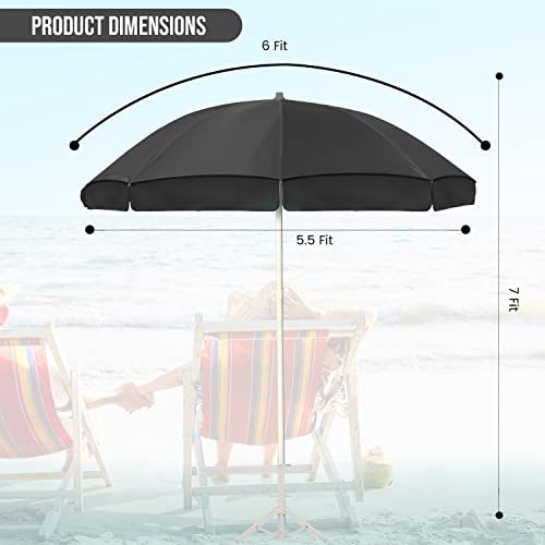 Image of OUTO 6ft /36in Garden Outdoor Umbrella with Stand Foldable Big Size Heavy Duty Waterproof Rain & UV Sun Protection Patio for Balcony Shedding Cantilever & Lawn (6 Feet /36 Inch Rib Arm, Black)