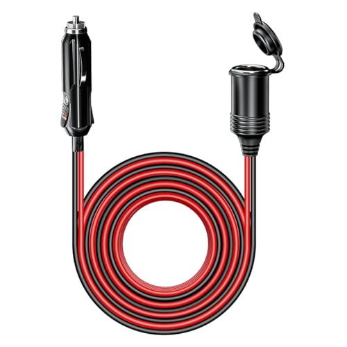 Image of STHIRA 12V /24V Car Cigarette Lighter Cable, 4M /13Ft Car Lighter Extension Cord Extra Long With LED Indicator & Dust Cap For Air Compressor, Tire Pump, Car Appliances In Cars, Trucks, Rvs, Black
