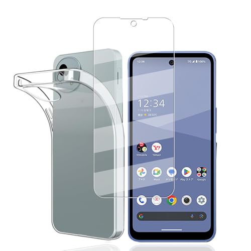 【1枚ガラスフィルム+ ケース】対応AQUOS wish5 SH-52Fケース クリア 薄型 衝撃吸収 耐衝撃 TPU素材 あくおすうぃっしゅ5ケース 軽薄 黄変抑制 透明 保護カバー(6.6インチ)+AQUOS wish5 SH-52F ガラスフィルム硬度9H 耐衝撃 飛散防止 貼り付け簡単 自動吸着 気泡ゼロ ラウンドエッジ加工 超高質感