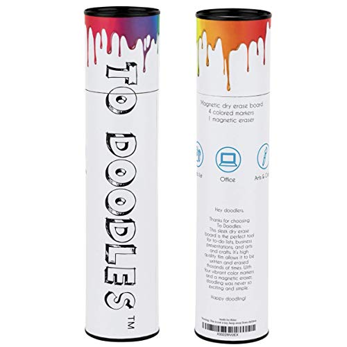 Magnetic Whiteboard For Fridge, Magnetic Dry Erase White Board Sheet For Kitchen Refrigerator 17" X 11" Includes 4 Magnetic Markers And Fridge Eraser - To Doodles #TOP4