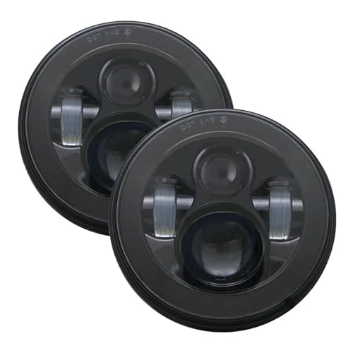 Projecteur Principal Phare Rond De Voiture 7 , 2 Pièces, Kit De Phares LED pour Land pour Rover pour Defender 90 110 Faisceau Haut Et Bas Accessoire Tout-Terrain 4x4 Feux Avants Auto(Noir 2 pièces)
