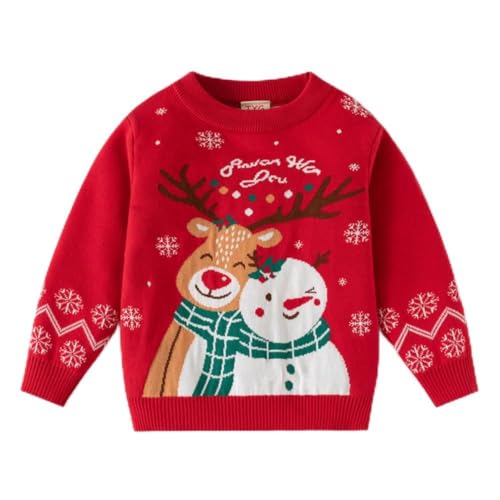 Image of Girl Ugly Christmas Sweater - Boy Double Layer Knitted Reindeer Holiday Xmas Pullover Sweater Kids 2-9 Years Old