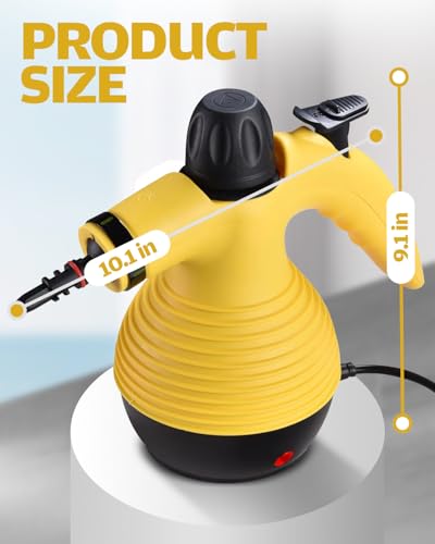 Image of Pressurized Handheld Steam Cleaner, Multi-Surface Steam Cleaner for Home Use, Steamer for Cleaning with 9 pcs Accessories & Safety Lock, Cleaning for Grout Tile Kitchen Bathroom (Yellow)