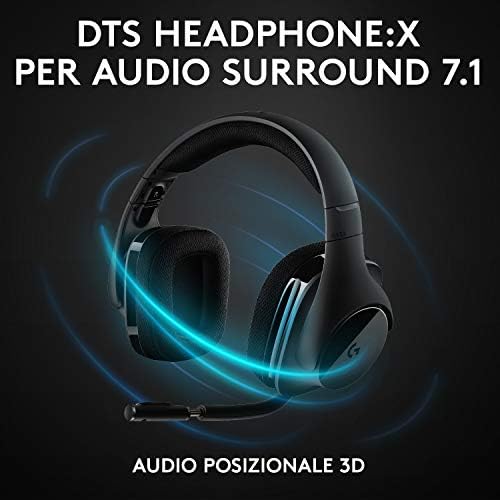 Logitech G533 Cuffie Gaming Wireless con Microfono, Audio Surround 7.1,  Cuffie DTS: X, Driver Pro-G 40 mm, Cancellazione Rumore, 2.4 GHz Wireless,  USB, \u200eLeggere, Batteria 15h, PC/Mac - Nero : Amazon.it: Videogiochi