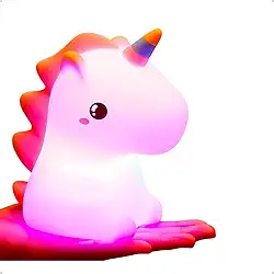 Luminária Unicórnio Infantil com LED, 7 Cores, Luz Noturna Toque Sensível, Abajur Decorativo para Quarto de Criança