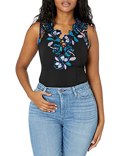Guess Women's Sleeveless Midnight Magic Bodysuit, Jet Black/Multi, Xs #TOP19
