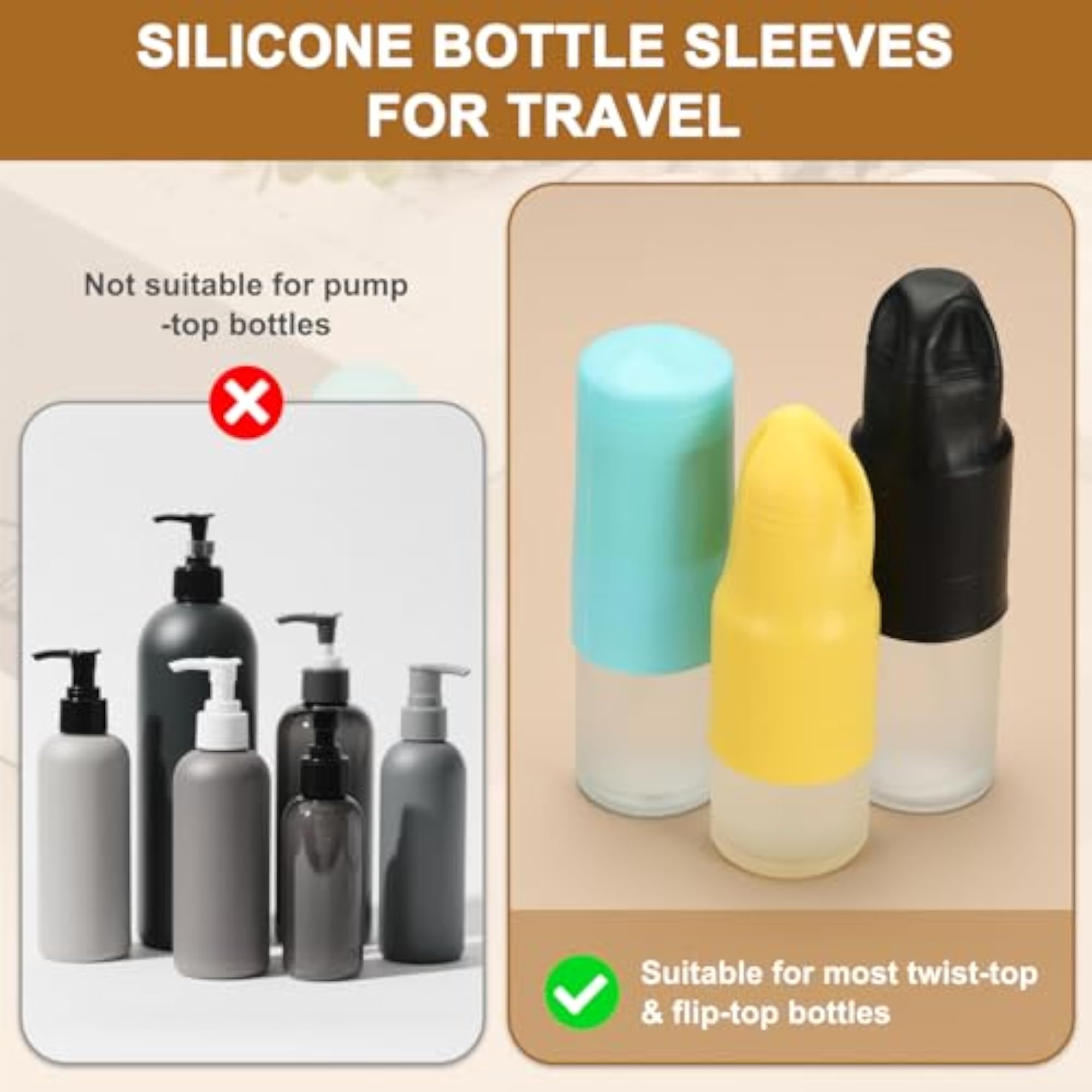 6 Pcs Silicone Bottle Covers for Travel