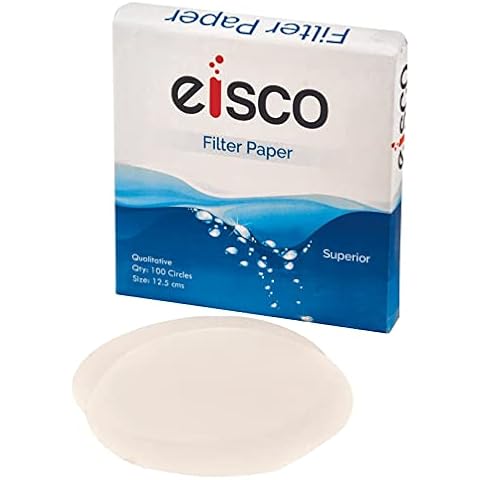 Eisco Labs Premium Qualitative Filter Paper - 12.5cm Dia | 10 Micron Particle Retention | Pack of 100 | Medium Filtration Speed - 85gsm | Suitable for Scientific Experiments and More Cover