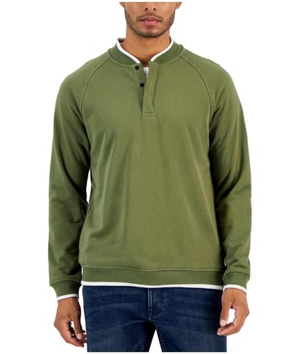 Alfani Mens Quarter Snap Pullover Sweater, Green, Large
