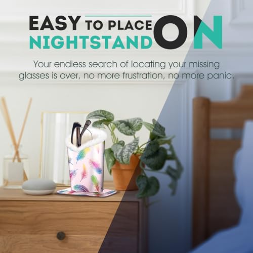 Image of Pack of 2 Plush Lined Eyeglasses Holder Stand Protective Glasses Case For Desks Or Nightstands
