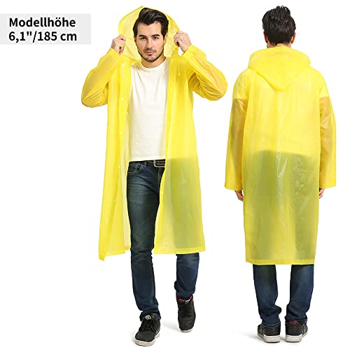 Opret 2 Stück Regenmantel Durchsichtiger Regenponcho für Damen Herren, Wiederverwendbar Wasserdicht Regencape Regenjacke, Eva Atmungsaktiv Regen Zubehör für Wandern Radfahren Camping Reisen
