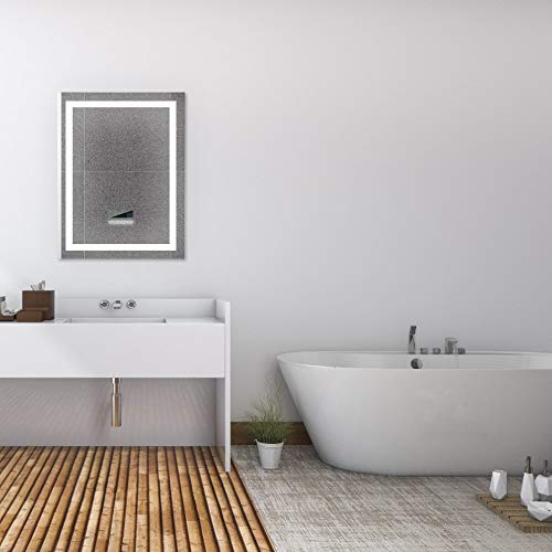 Flyelf Bathroom Wall Mirror,with Two Bluetooth Speakers,Illuminated Touch Control Dimmable 600x800mm