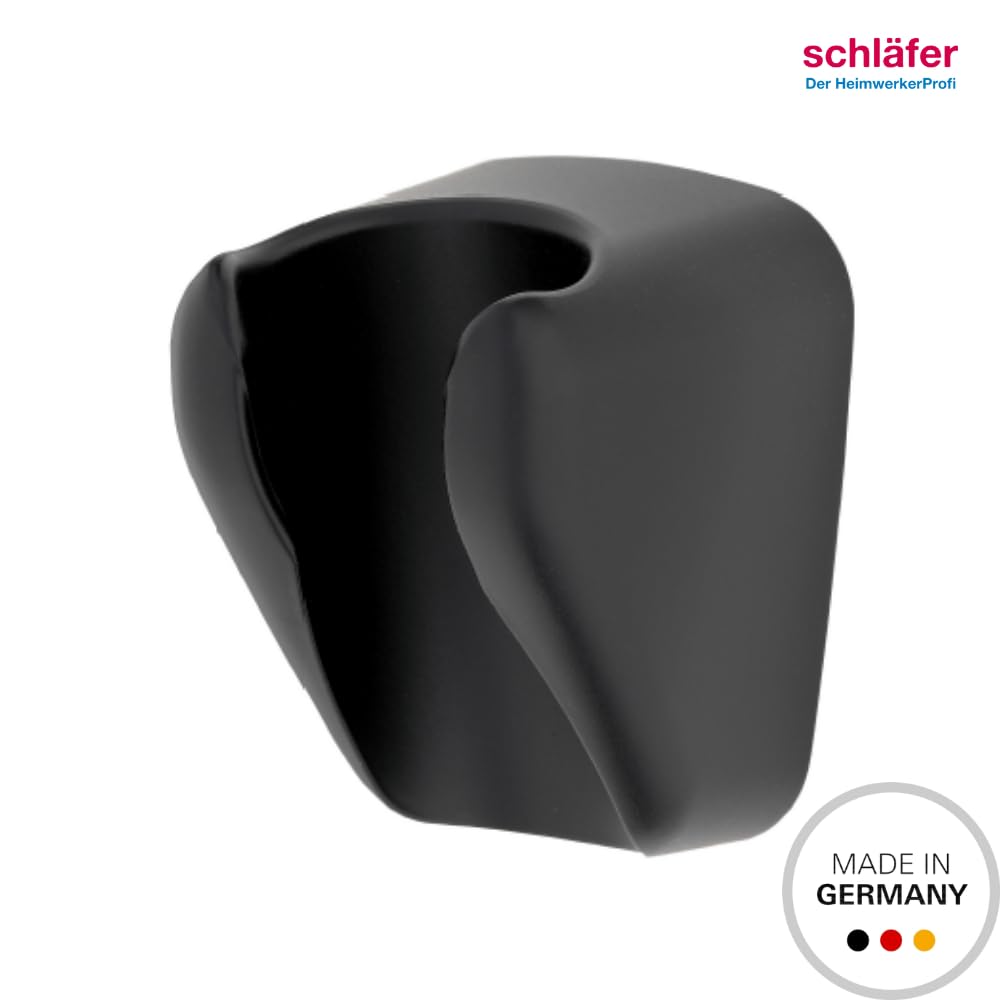 Schläfer 1303500 | Alcachofa de ducha cuadrada con tubo negro mate, juego de alcachofa de ducha con flexible y soporte, alcachofa de ducha universal multichorro cuadrada alta presión, ducha con botón