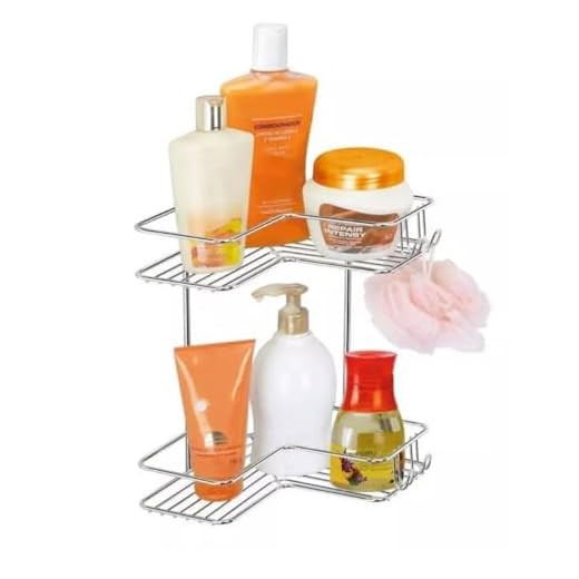 Suporte de Canto Duplo para Banheiro, Organizador para Shampoo e Sabonete, 29,5 x 21 x 21 cm