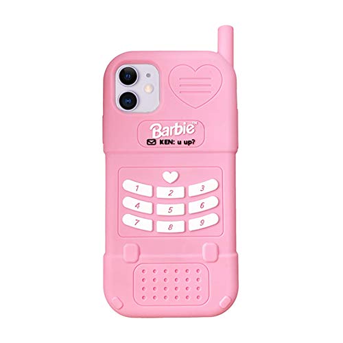 Danzel Silicone Case for iPhone 12 & iPhone 12pro 6.1", Cute Cartoon Cover, Kawaii Pink Retro Shell, Shockproof Retro Classic Cellular Phone Case for Girls Women