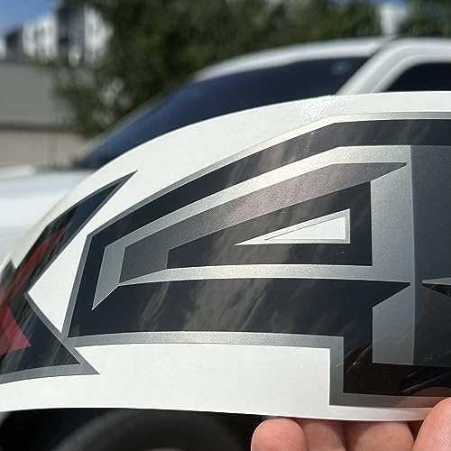 Image of GOLD HOOK 4x4 Bedside Decals Compatible with Ford F-150 2004-2008 - Premium Series - Gray Metallic Finish - Set of 2